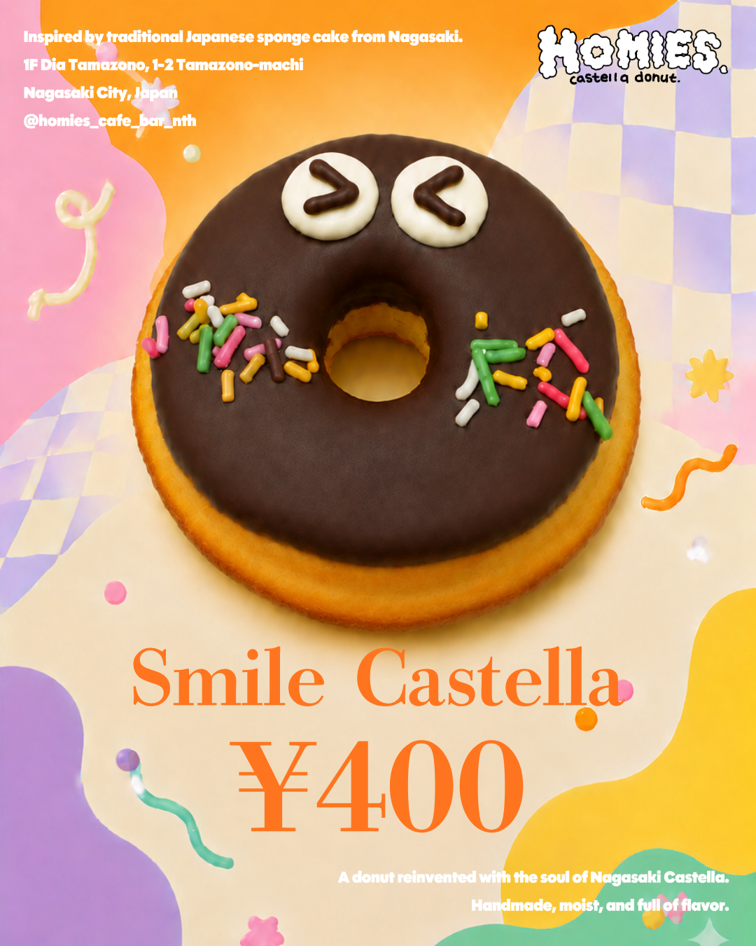 笑顔とカラフルなトッピングのカステラドーナツ Smile Castella、400円